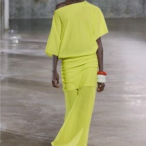 ZARA PLAIN KNIT MAXI DRESS in LIME